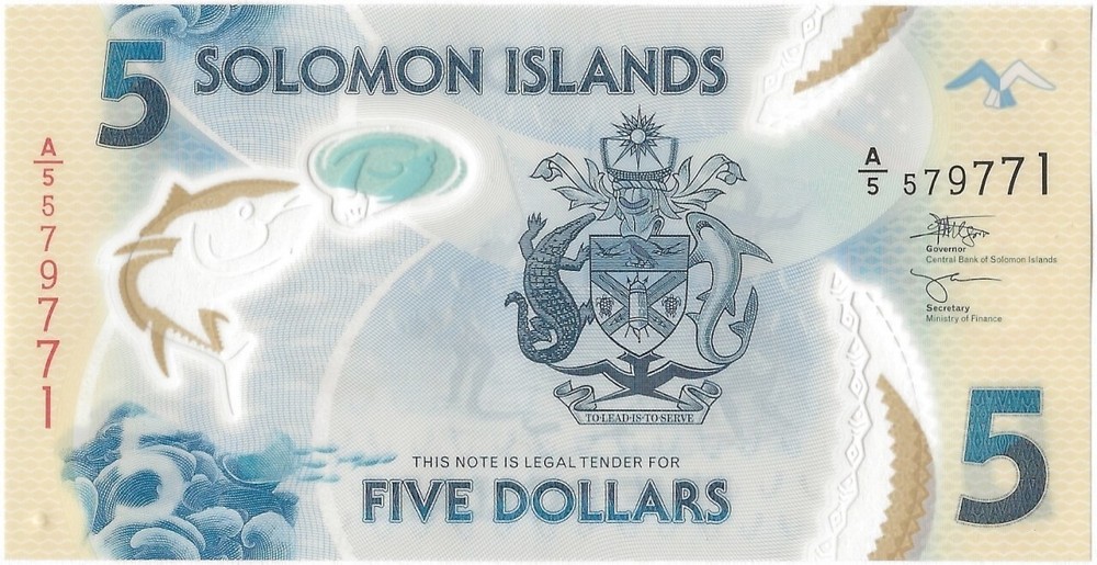 Solomon Islands New B221b 5 Dollars Polymer 2022