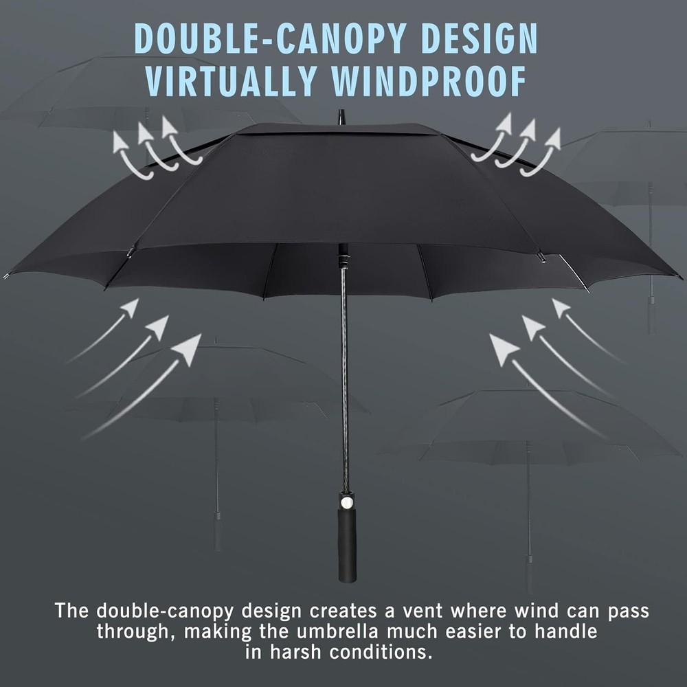 Golf Umbrella Windproof, Extra Large Oversized Heavy Duty Double Canopy for Rain