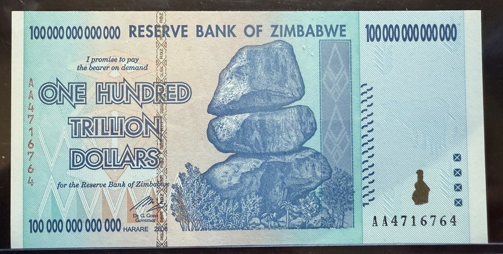 Zimbabwe 100 Trillion Uncirculated Note, Mint Condition