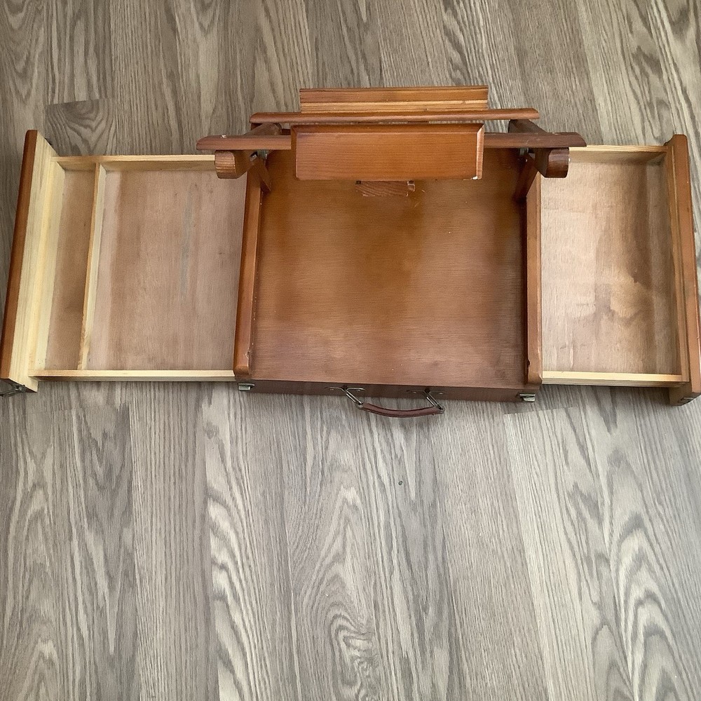 Wood Easel Table-Top Model Adjustable Portable With Double Drawer Handle