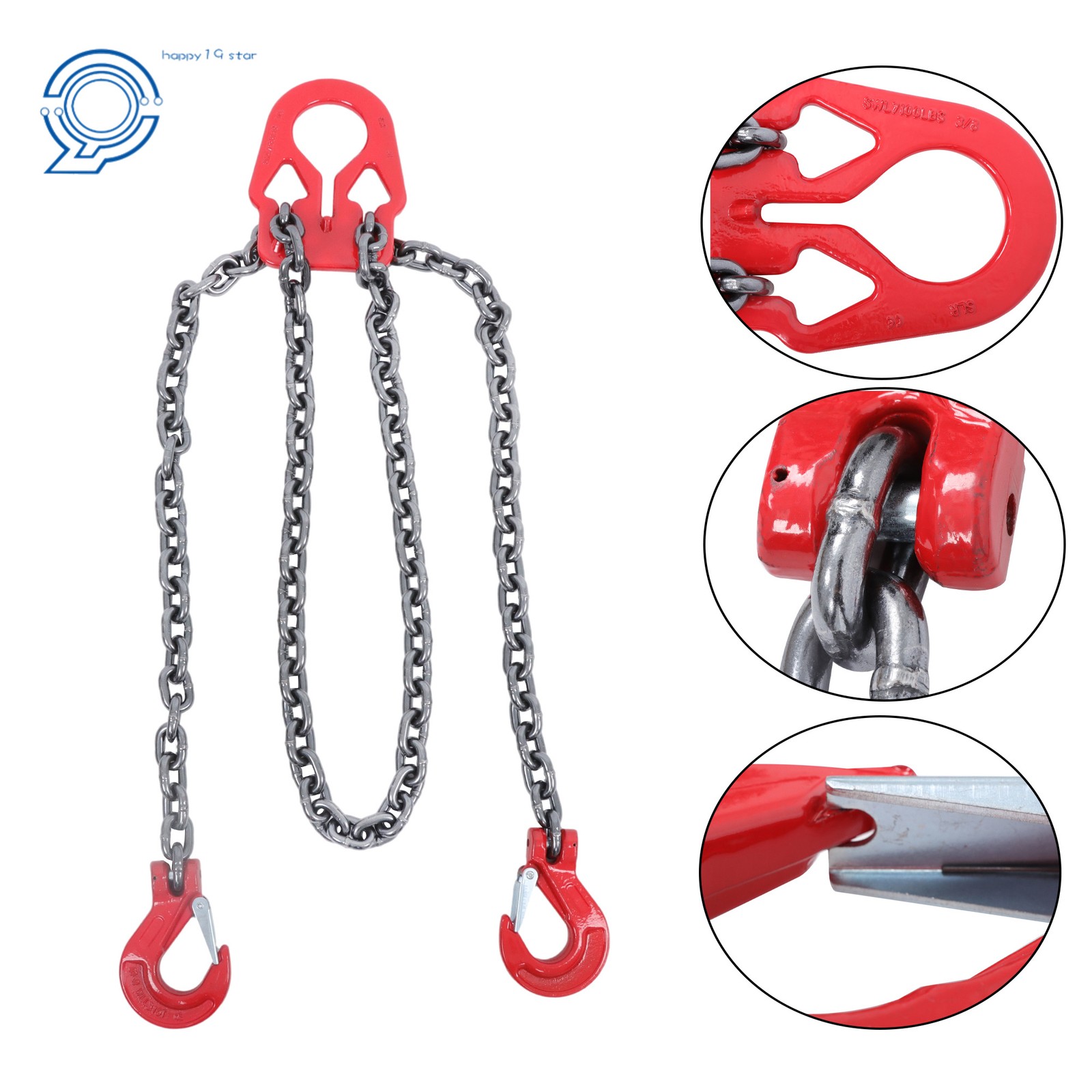 Chain Sling 3/8" x 10' G80 2 Legs Lifting Chain w/ Adjustable Hooks 7100 lbs