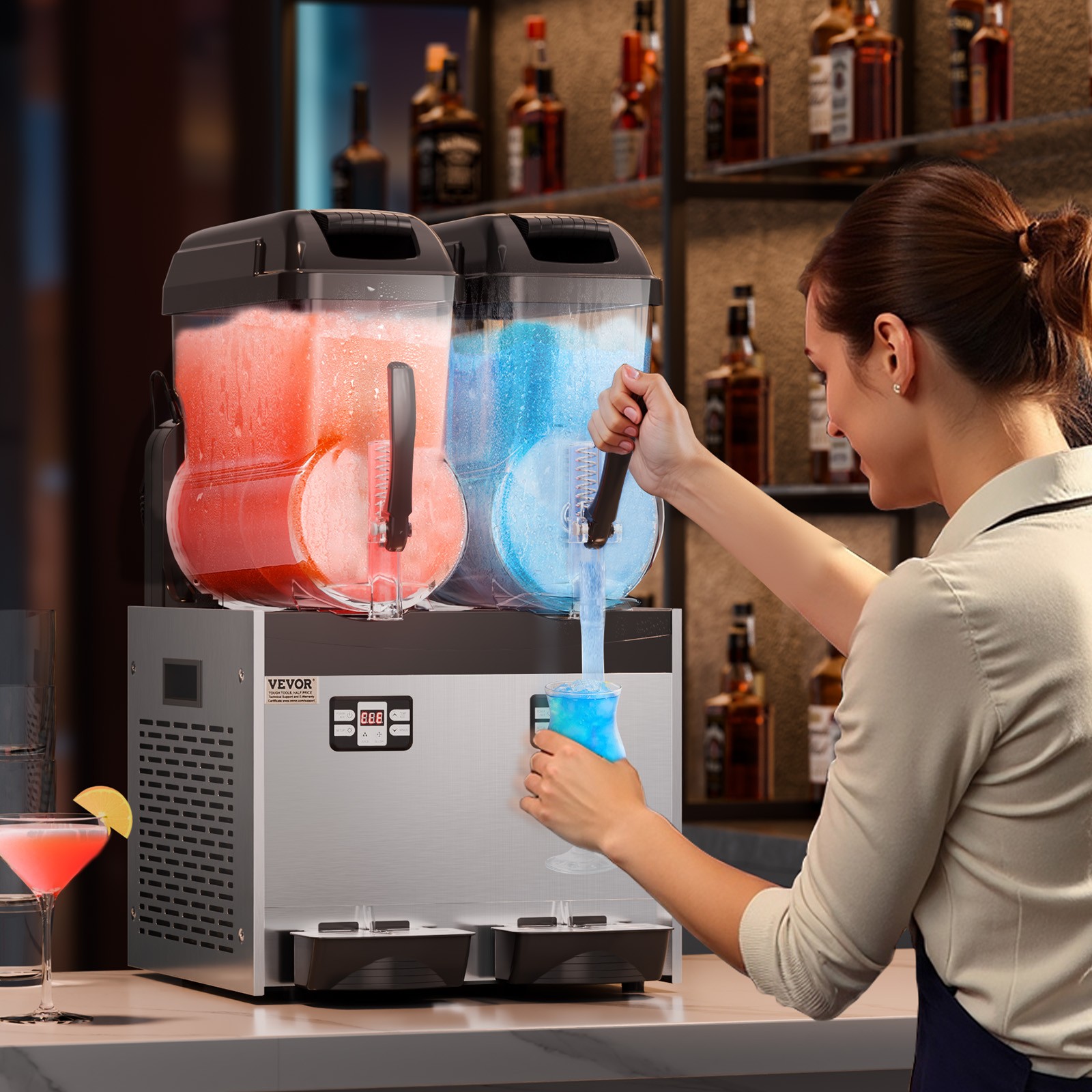 VEVOR Tank Commercial Slushy Machine Margarita Smoothie Frozen Drink Maker