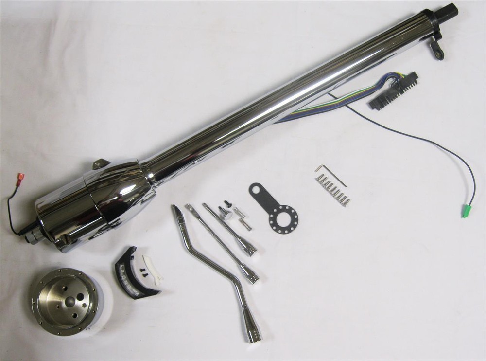 32" Chrome Tilt Steering Column Tilt w/ Shift Indicator Automatic BONUS ADAPTER