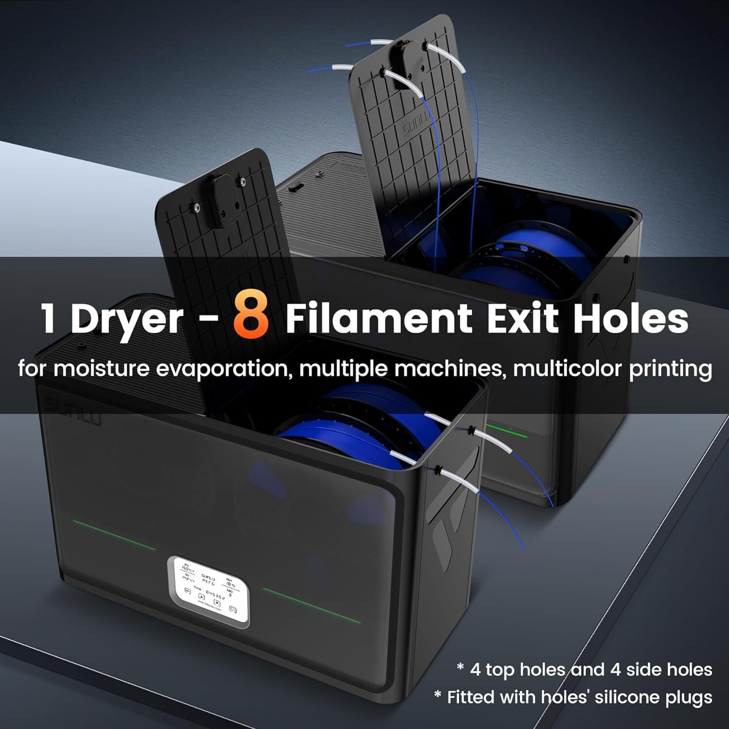 SUNLU S4 Filament Dryer Box,4 Spools Capacity,Black Weight 4.8KG,FilaDryer S4