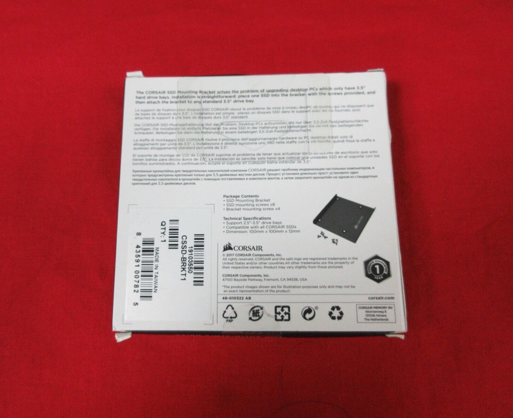 NEW! CORSAIR SOLID STATE DRIVE MOUNTING BRACKET CSSD-BRKT1