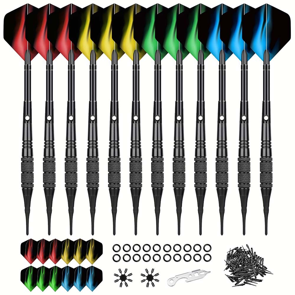 Durable 12PCS Replaceable Plastic Soft-Tip Dart Set for Dart Game Enthusiasts