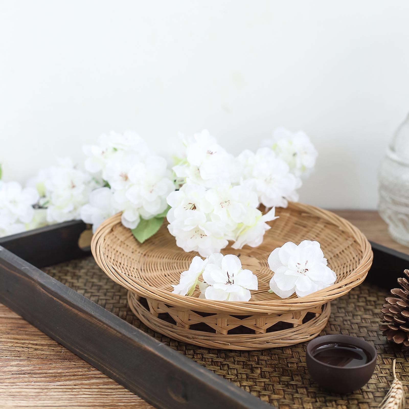 4 WHITE 40" tall Bushes with Silk Cherry Blossoms Flowers Party Wedding Bouquets