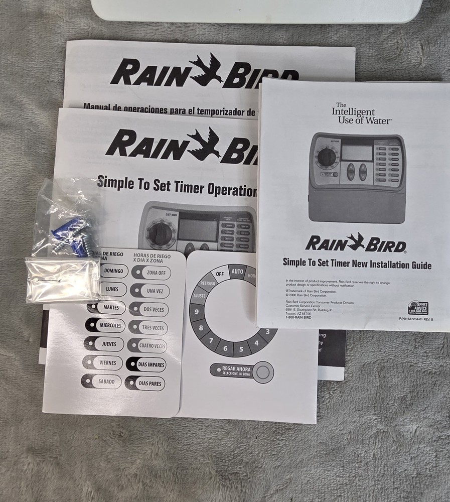 Rain Bird SST-900i Irrigation Timer Controller 9 Zone w/ Adapter Manual