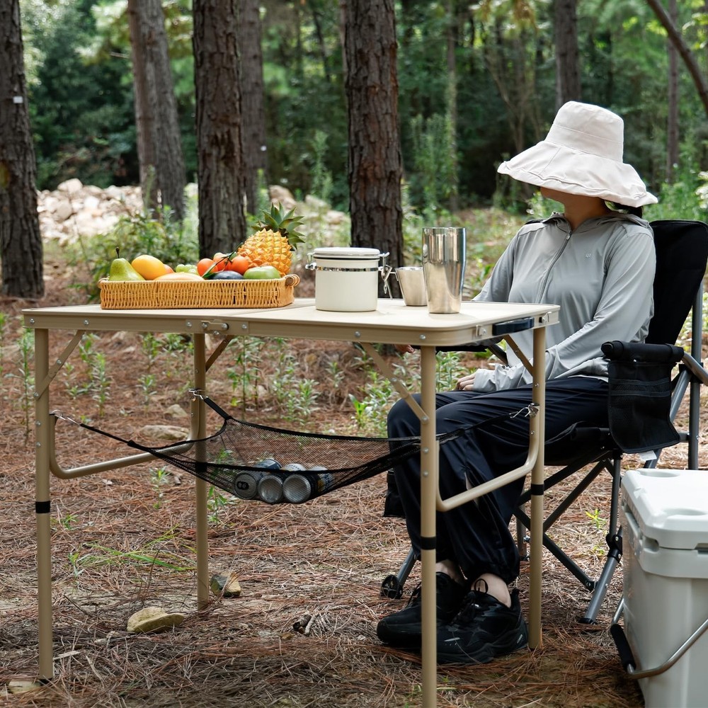 Folding Table 3FT Camping Table 2 Adjustable Height Lightweight Portable Alum...