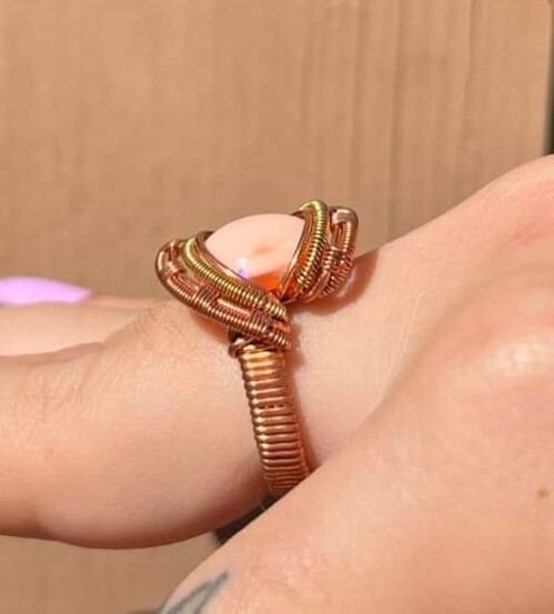 Fire Opal Ring In Copper - Handmade In USA