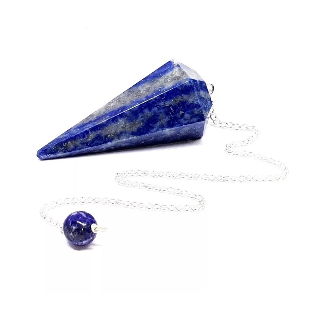 Lapis Lazuli Pendulum Dowser Chain Crystal Dowsing Divination Gemstone Tool Gift