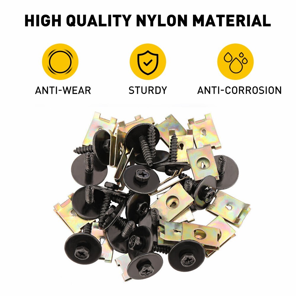 40x For Chevy Engine Under Cover Splash Shield Bumper Body M6 Bolts U-nut Clip