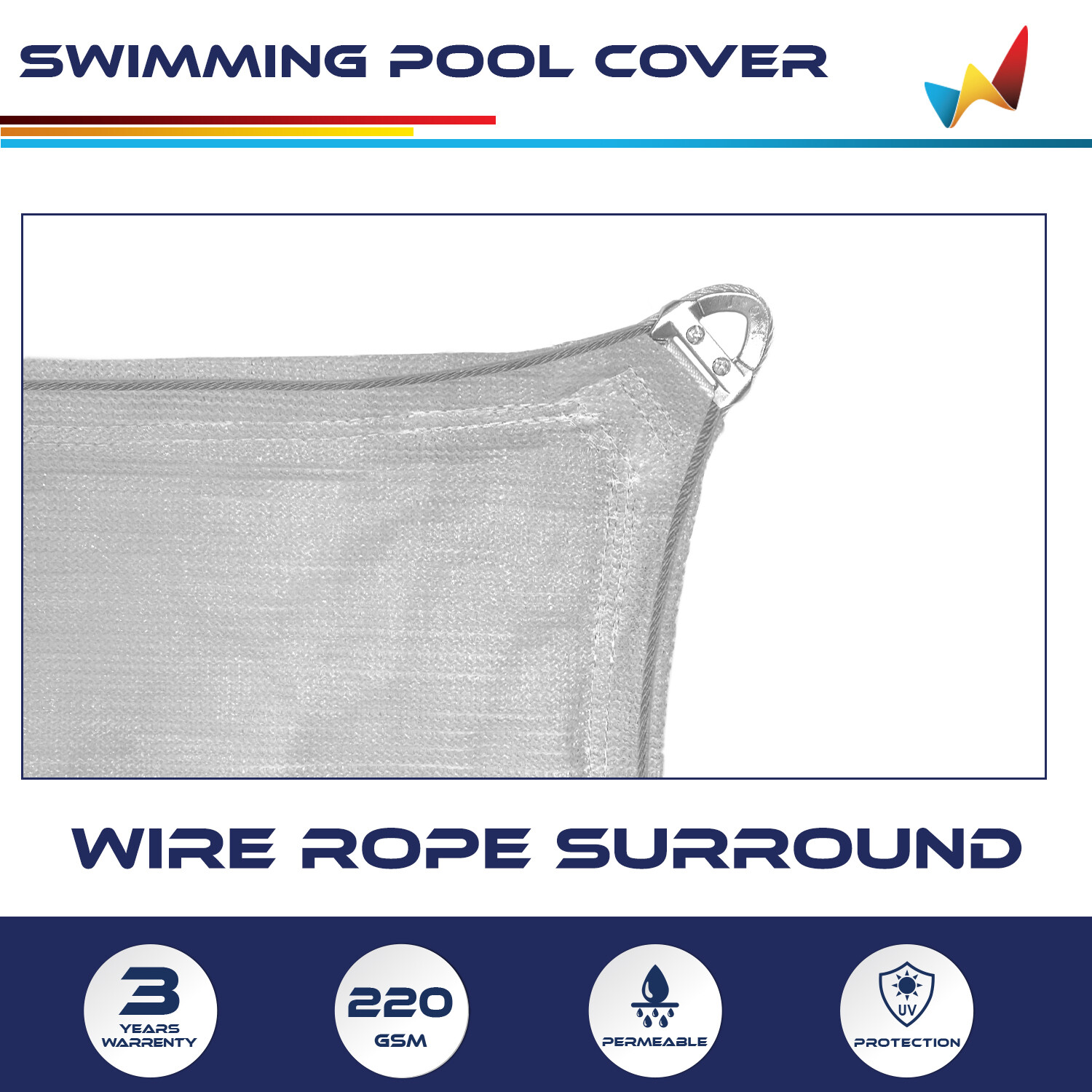 Inground Winter Pool Cover Rectangle Swimming Heavy Duty Safety Mesh Cover Gray