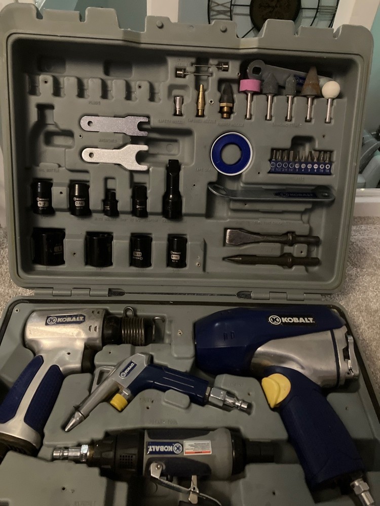 Kobalt Pneumatic Air Tool Kit - Impact Driver Hammer, Rotary- Missing tools