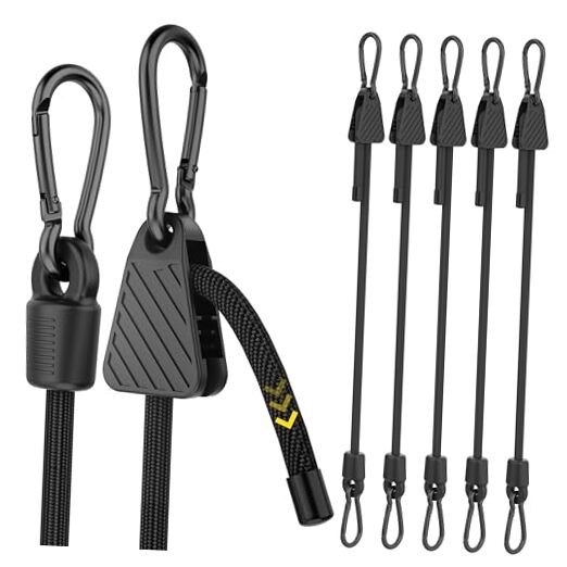 Bungee Cords with Hooks, 6 Pack Heavy Duty Outdoor 48"- 6 Pack Adjustable