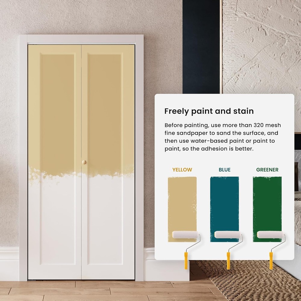 SMARTSTANDARD 24" x 80" Bifold Closet Doors, 1-Panel Paintable White