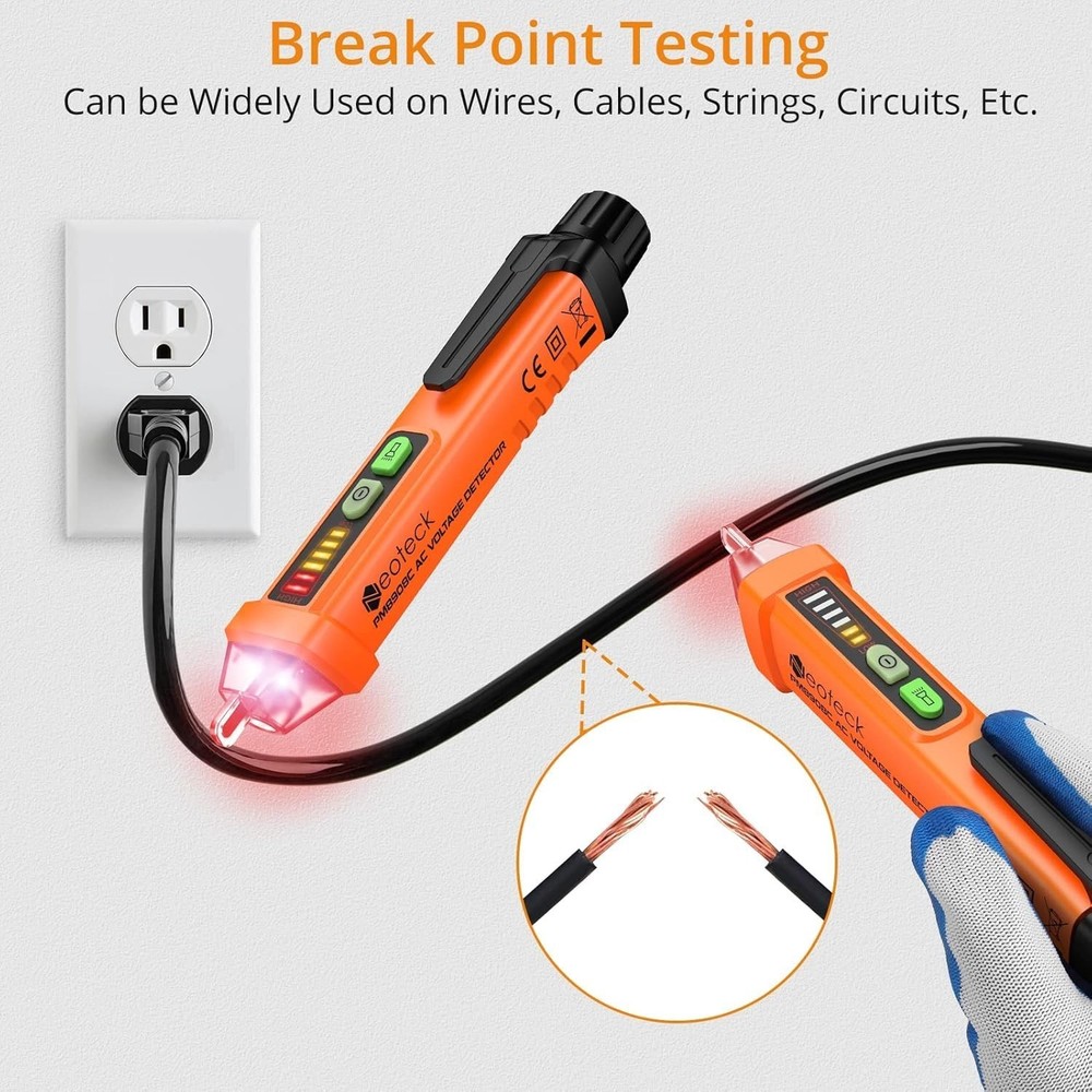 Professional Non-Contact Voltage Tester 12-1000V, Beeper & Flashlight Function