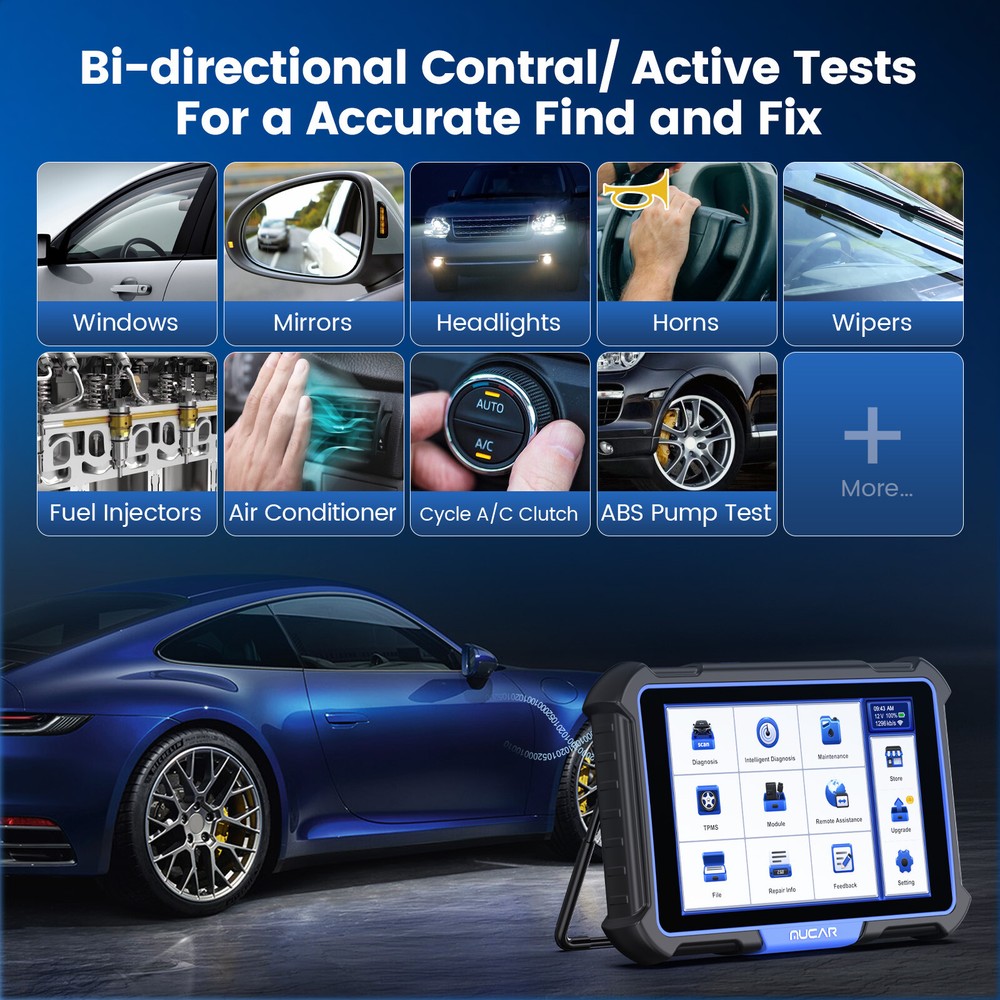 MUCAR VO8 E.CU Coding 34+Service Bidirectional Auto Diagnostic Scanner LIFE FREE