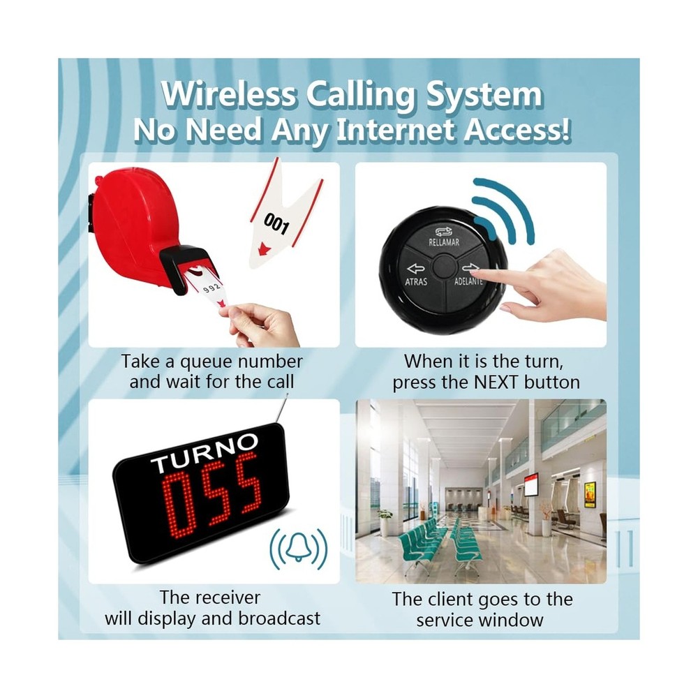 Take a Number System Waiting Number System Queue Wireless Calling System with...