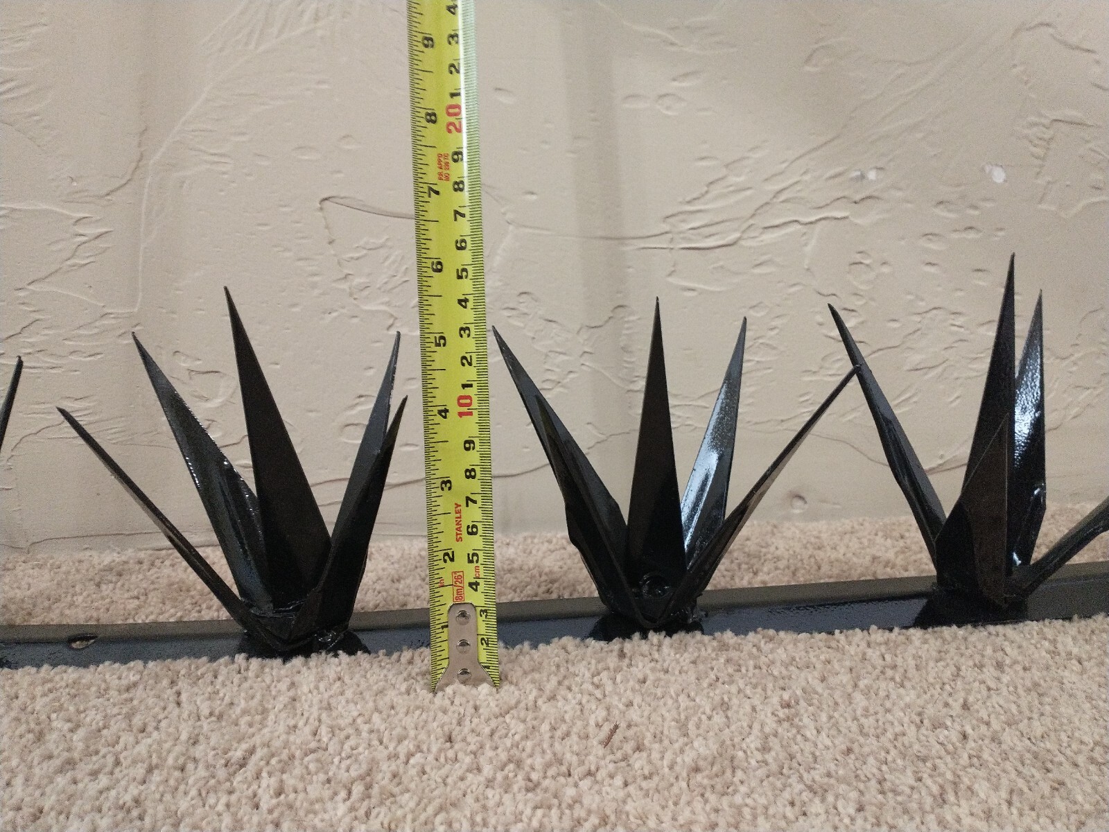 Steel Security Wall Spikes, Anti-Climb Metal 3.25 feet long total, 5" tall