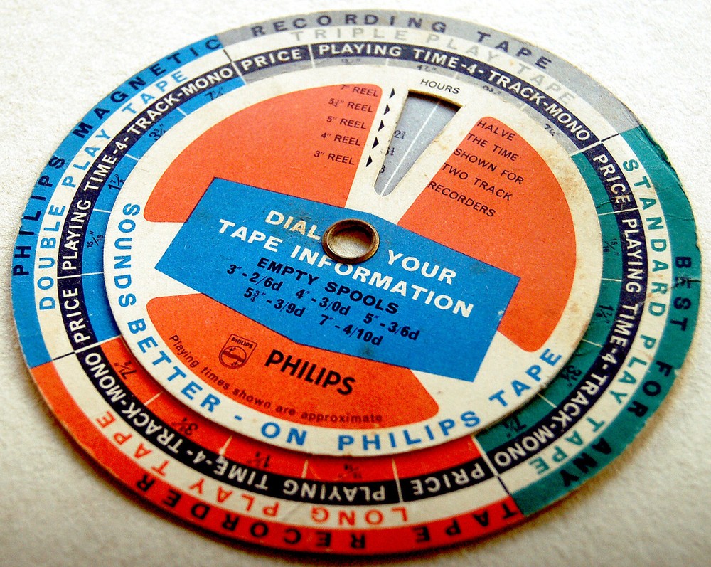 PHILIPS Turnable MOVEABLE CALCULATOR Circular TAPE RECORDER Dial TRACK TIME DIAL