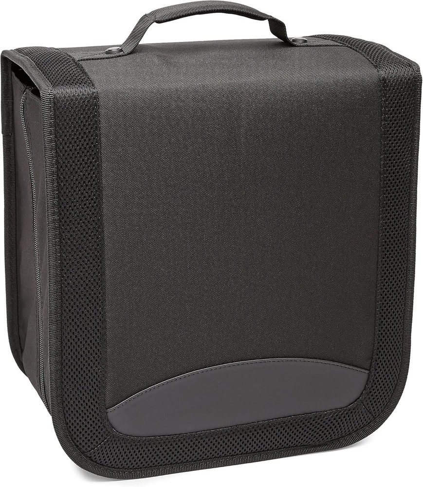 Polyester CD/DVD Portable Storage Binder with Handle, 400-Capacity, Black
