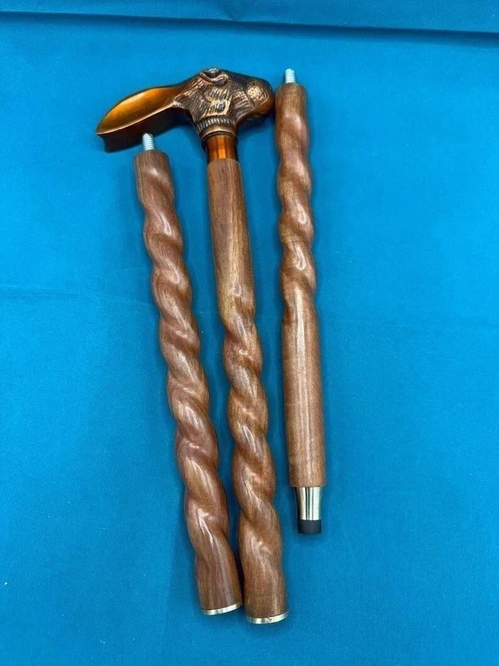 36'' Victorian Solid Rabbit Head Handle Wooden Walking Stick Cane For Him