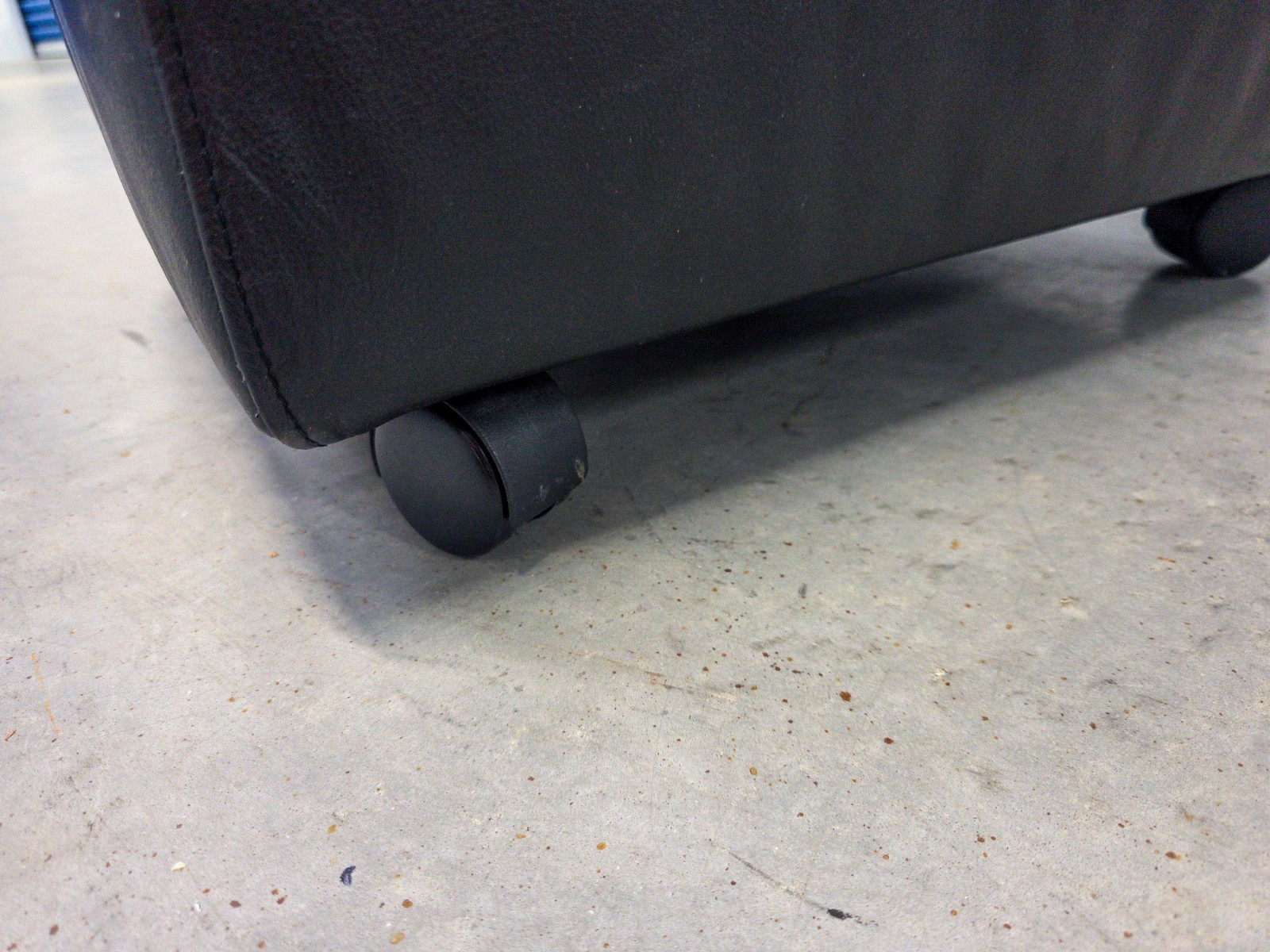 Ekornes Stressless "Soft" Leather Storage Ottoman | Black | Locking Casters