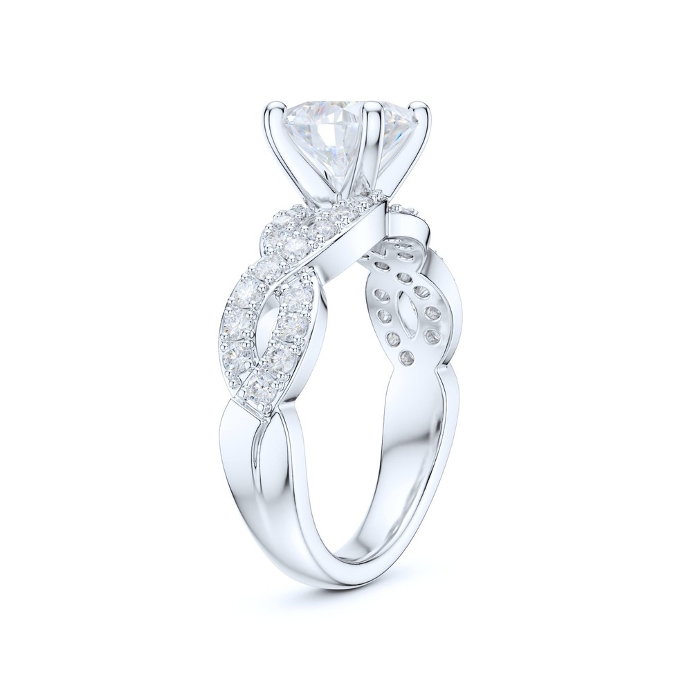 Sterling Silver Fancy Split Intersecting Infinity 1.5CT Simulated Round Diamo...