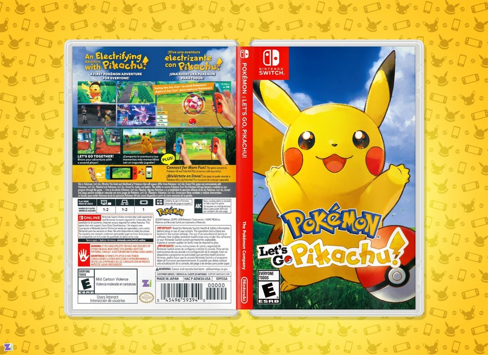 Pokémon Let's Go Pikachu COVER ART Replacement Insert & Case for Nintendo Switch