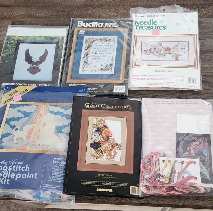 6 Opened Needlepoint Kits Not Sure If Everything Is There