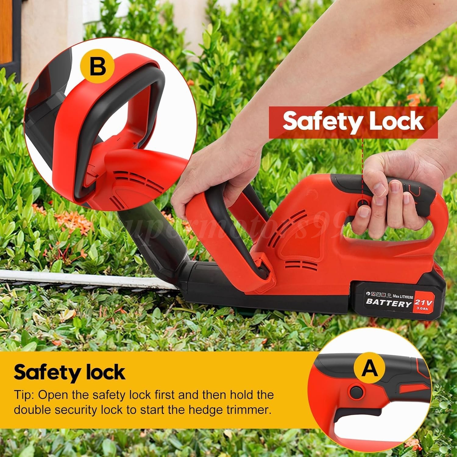 22 in Electric Hedge Trimmer Cordless Power Hedge Trimmer with Battery & Charger