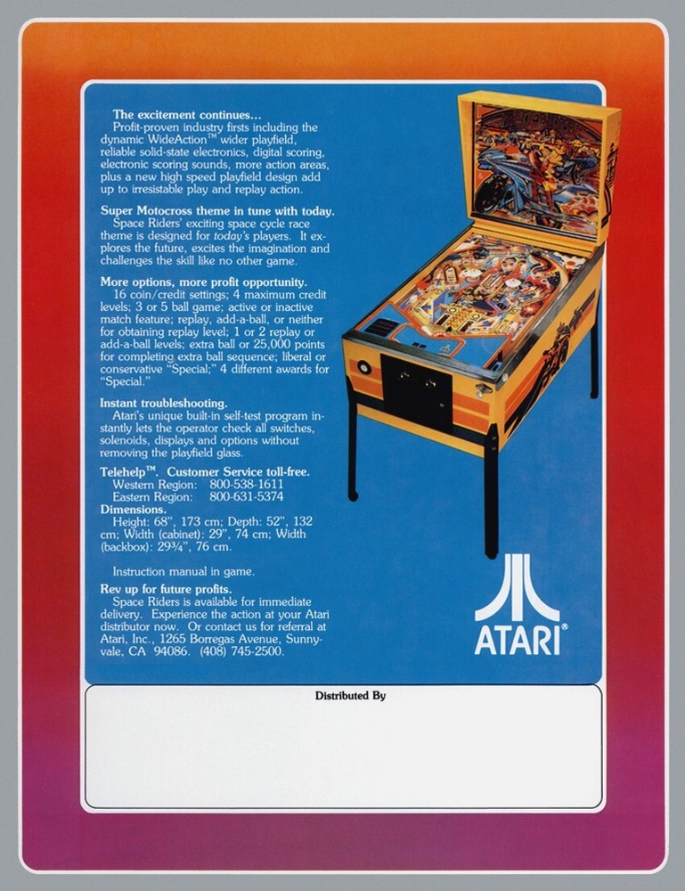 1978 Atari Space Riders Pinball Machine Maintenance Tune Up Kit