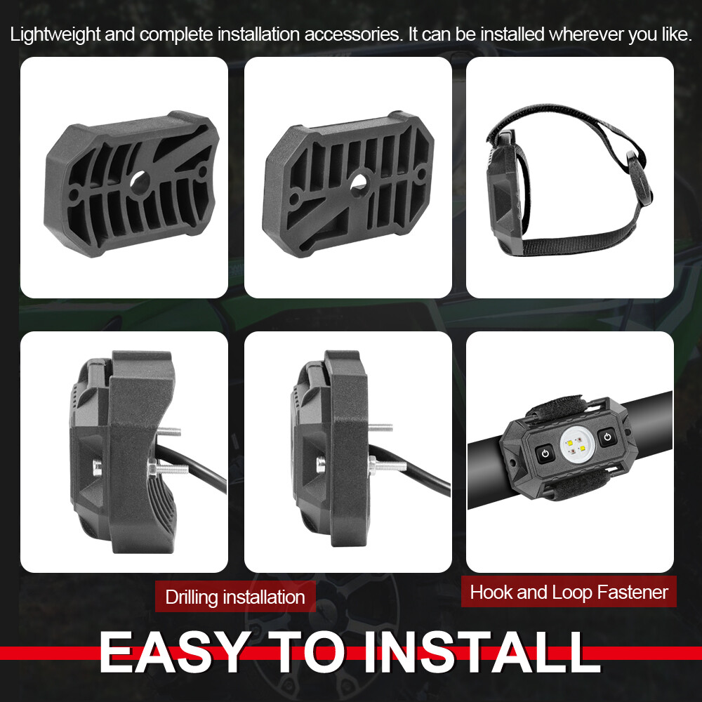 RED White Car Interior LED Dome Map Reading Light Roll Bar Cage Mount switch UTV