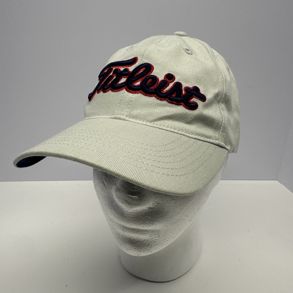 Titleist Golf Strap Back Hat Beige Cap Embroidered  #1 Lynch Adjustable
