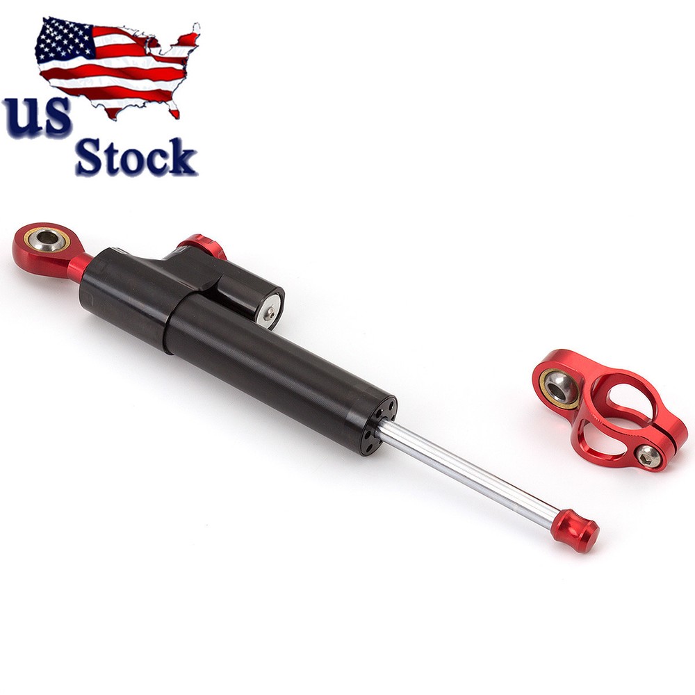 Motorcycle Universal CNC Adjustable Steering Damper Stabilizer Safety Black &Red