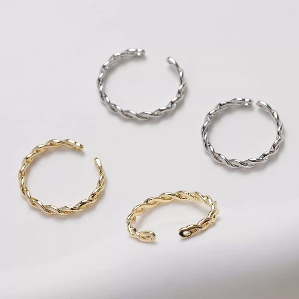 4pcs Adjustable Ring Charm With Hole,Ring Blanks,Brass Finger Ring Bases