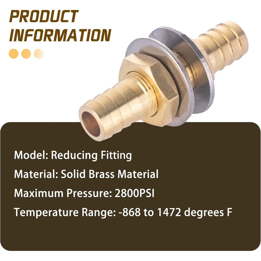 3/4" Brass Hose Barb Thru-Bulk Bulkhead Barb,