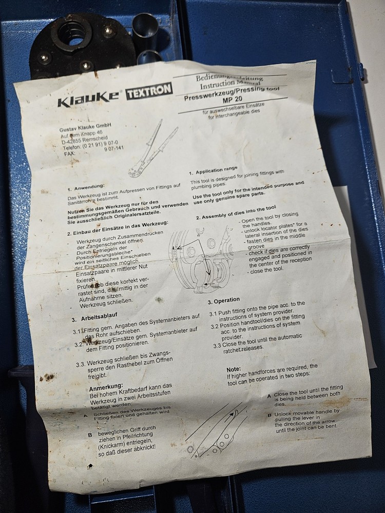 klauke Textron crimping tool