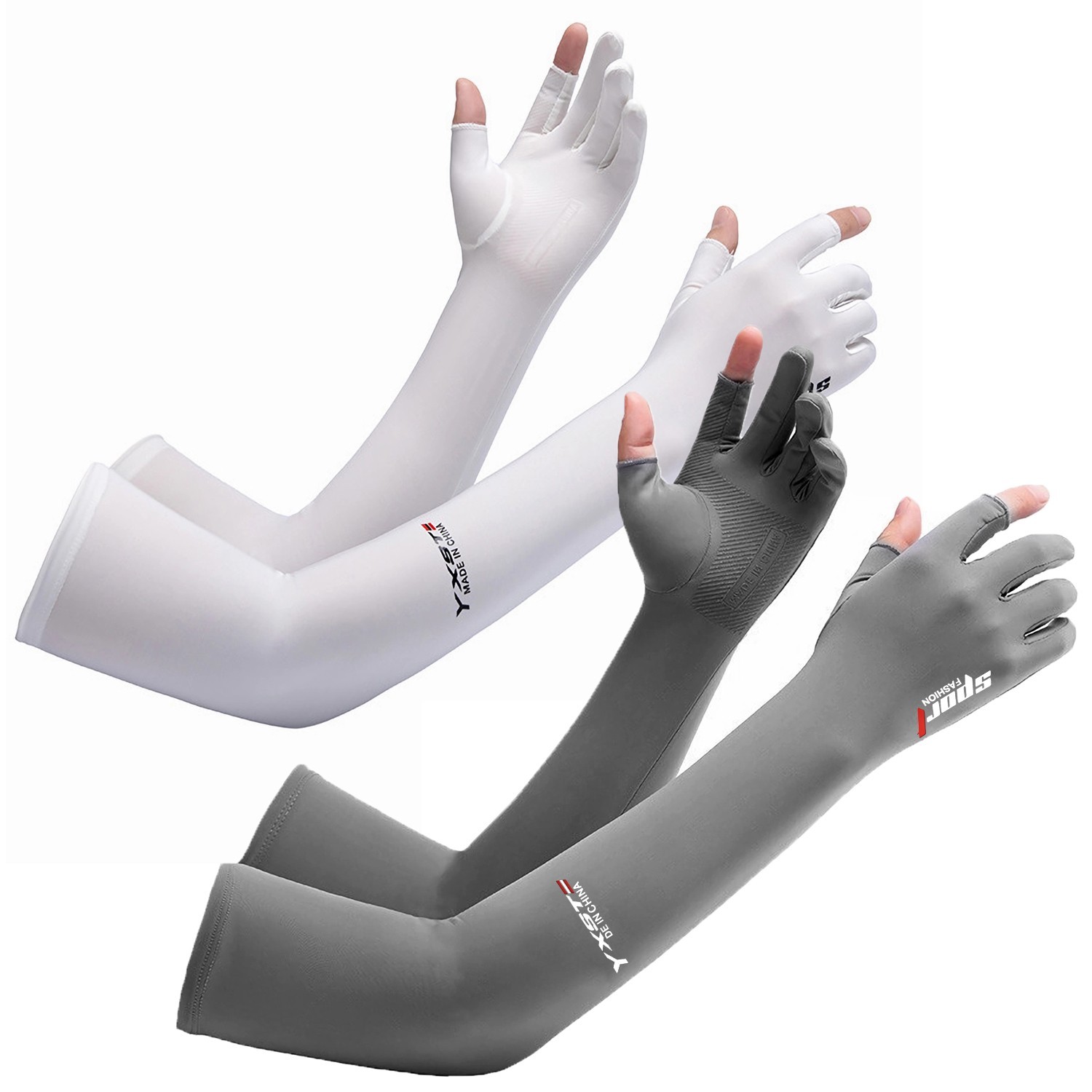 2Pair Finger Arm Cooling Sleeves Ice Silk Cover UV Sun Protection Outdoor Sports