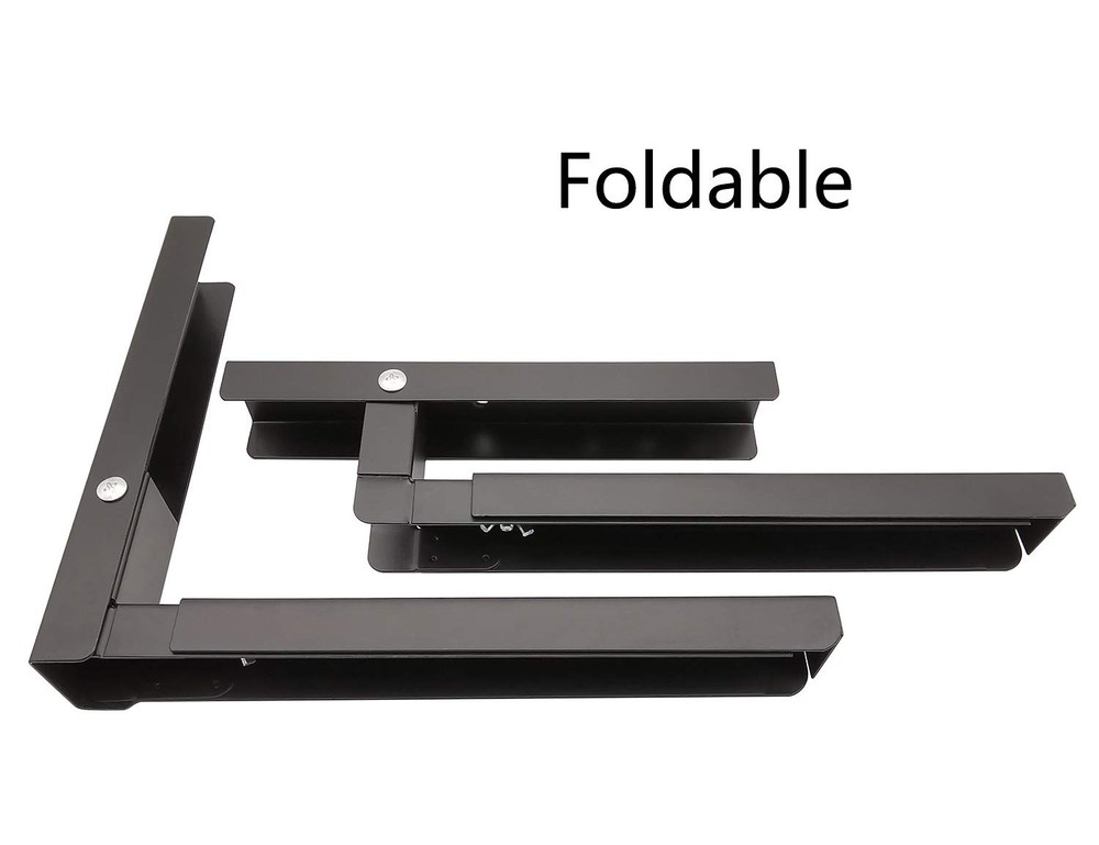 1 Pair Black Universal Microwave Shelf Bracket, Wall Mount, Extend, Foldable