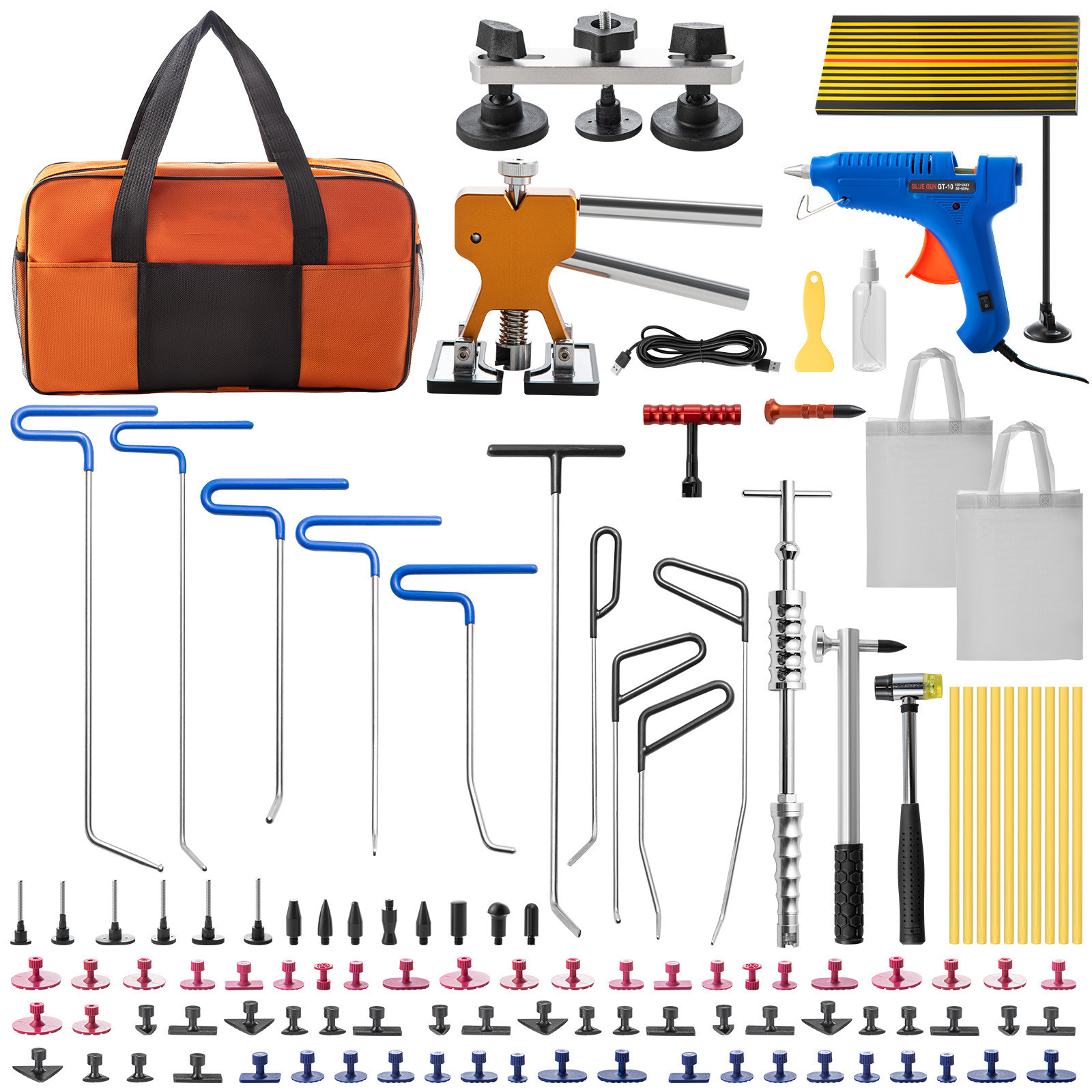 Uimoso 89pc Paintless Dent Removal Rods Stainless Steel Rod Tool Dent Repair Kit