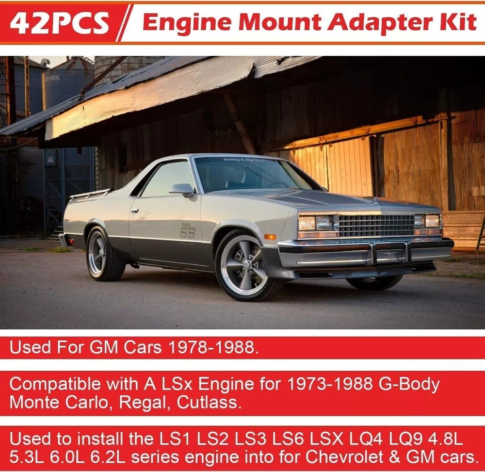 LS Conversion Engine Swap Mounts Adjustable with Hardware for GM Body LS1 2 LSX