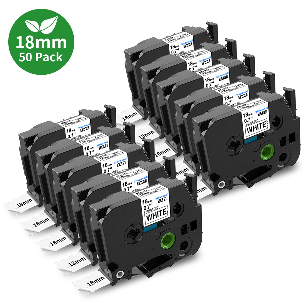 50PK Label Tape TZe-241 TZ-241 18mm For Brother P-Touch PT-1890C D450 P700 D600