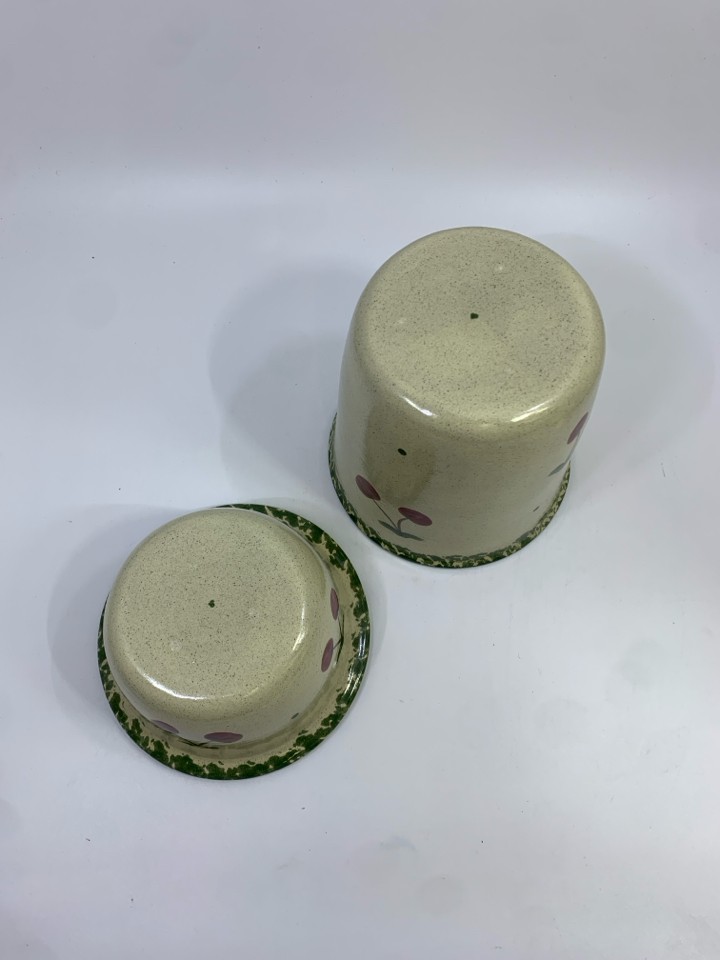 2PC CHERRIES PAINTED CERAMIC DIP CHILLER.