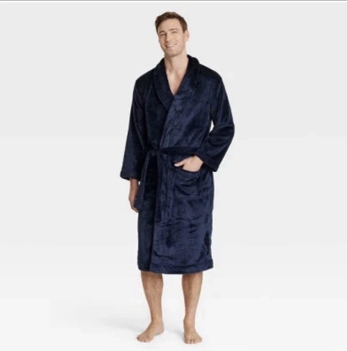 Men’s Goodfellow & Co. Solid Posh Robe Navy Blue L/XL Brand New with Tags