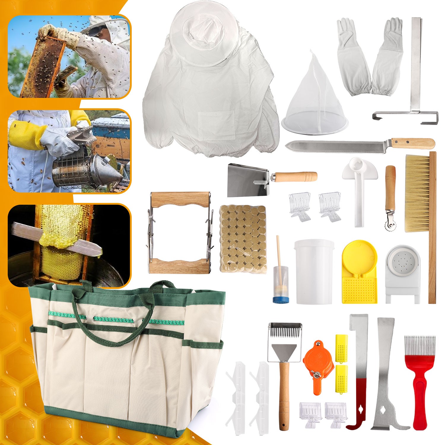30 Pcs Beekeeping Supplies Tools Bee Suit Bee Keeping Starter Kit Bee Keeper