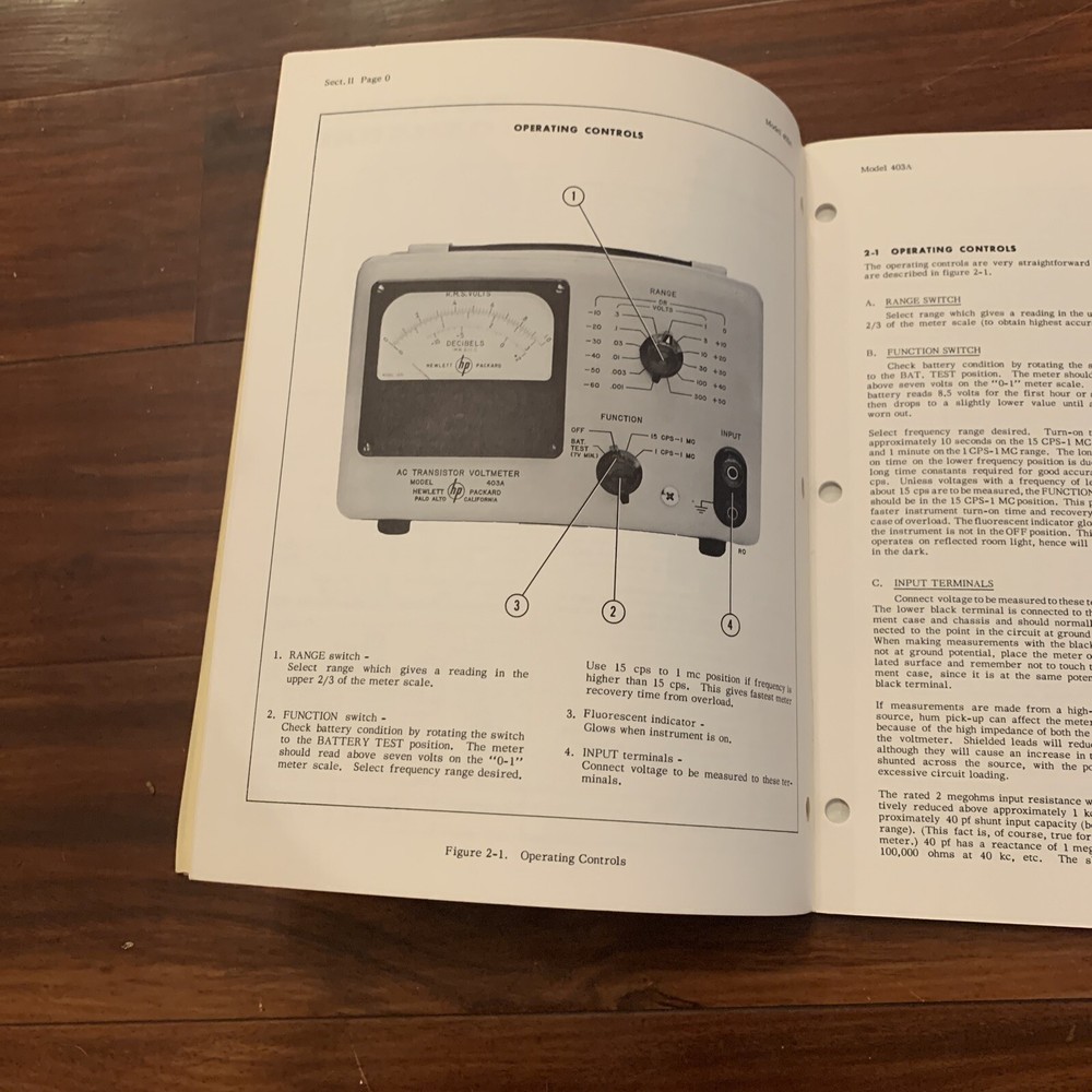 HP 403A ~ AC Voltmeter ~ Operating & Service Manual ~ Serial: 101-