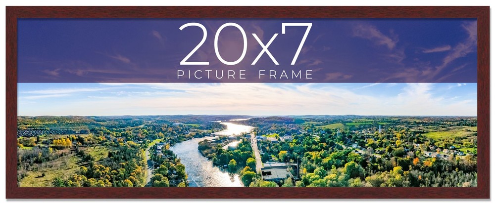20x7 Frame Brown Solid Wood Picture Frame Width 0.75 Inches | Interior Frame Dep