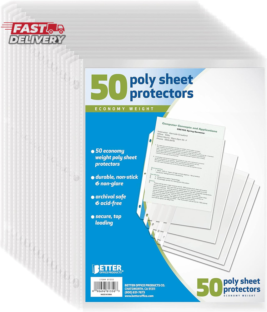 Better Office Products Better Office Sheet Protectors, 50 Pack